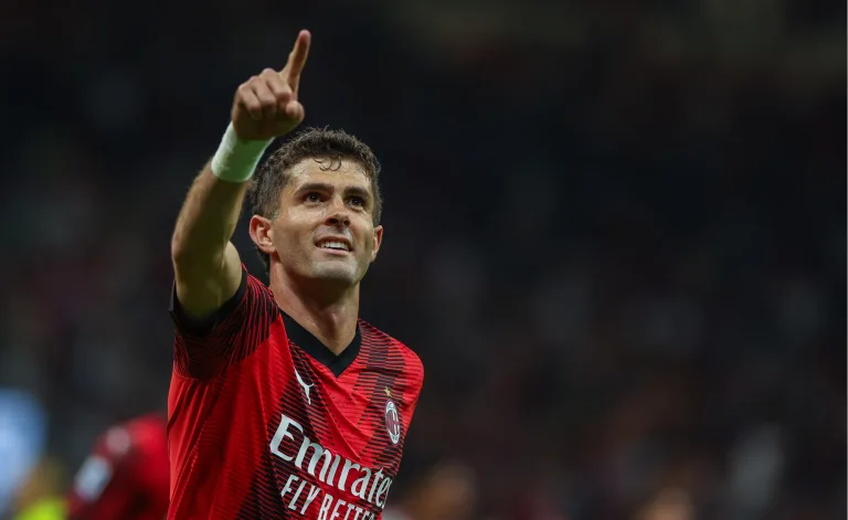 L'esultanza di Pulisic con la maglia del Milan
